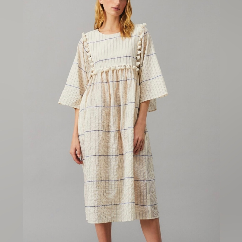 Tory Burch Caftan Midi Dress coverup sz L EEUC